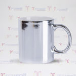 Caneca Porcelana Cromada Prateada – 325ml