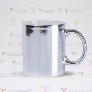 Caneca Porcelana Cromada Prateada – 325ml